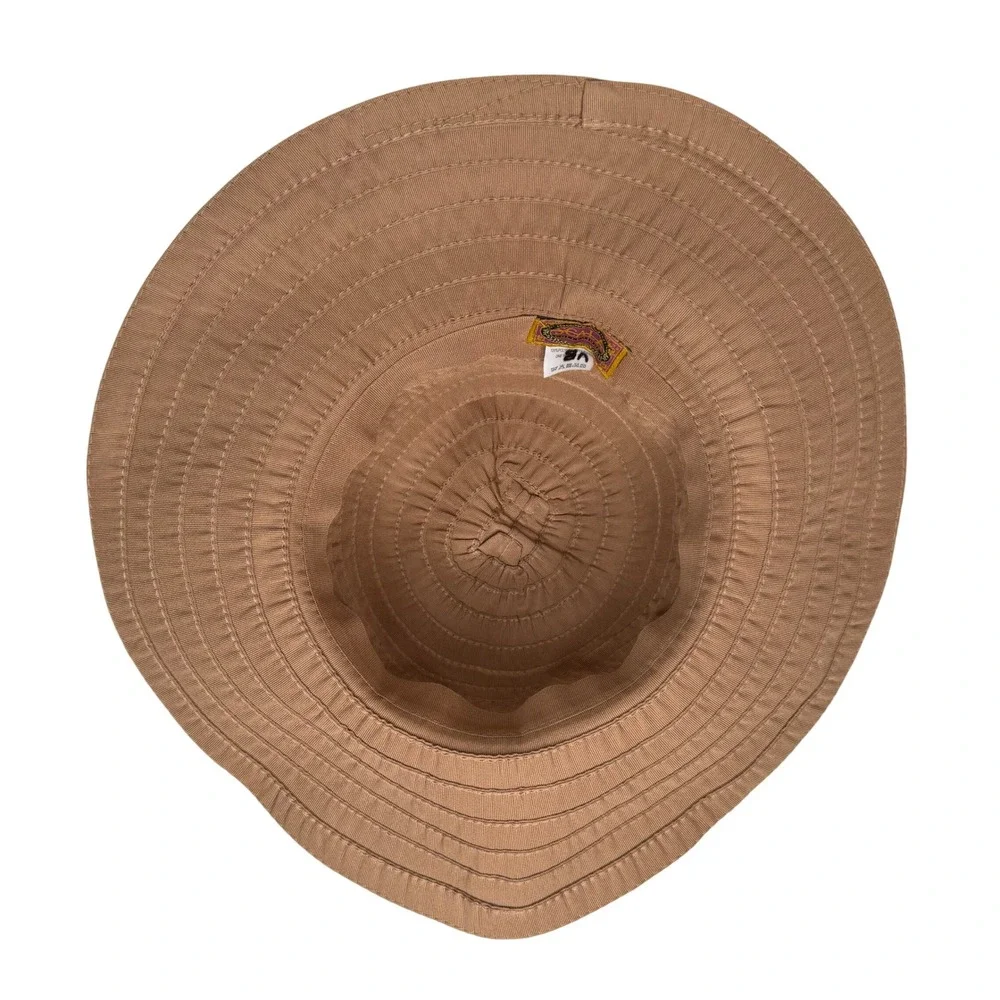 Scala Sun Hat Womens Tan Wide Brim Bow‎ Ribbed Packable Coastal OS